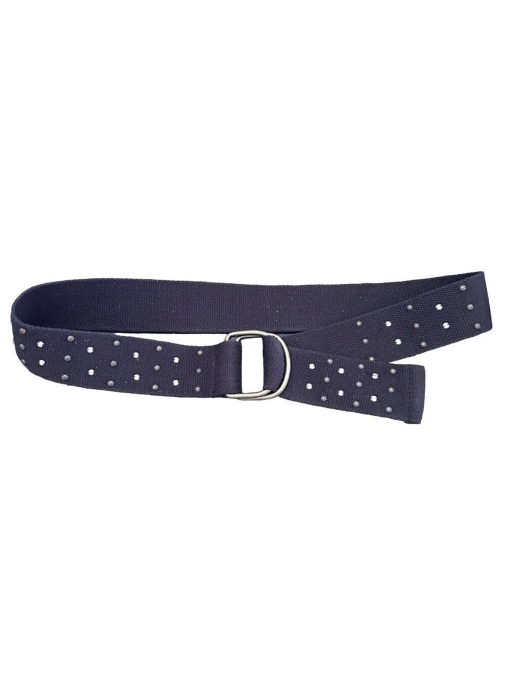 Woven Belt with Rhinestones & Brass Studs 43" Long